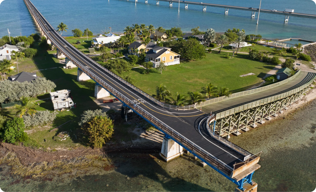 Pigeon Key beside the Seven Mile Bridge in open blue water